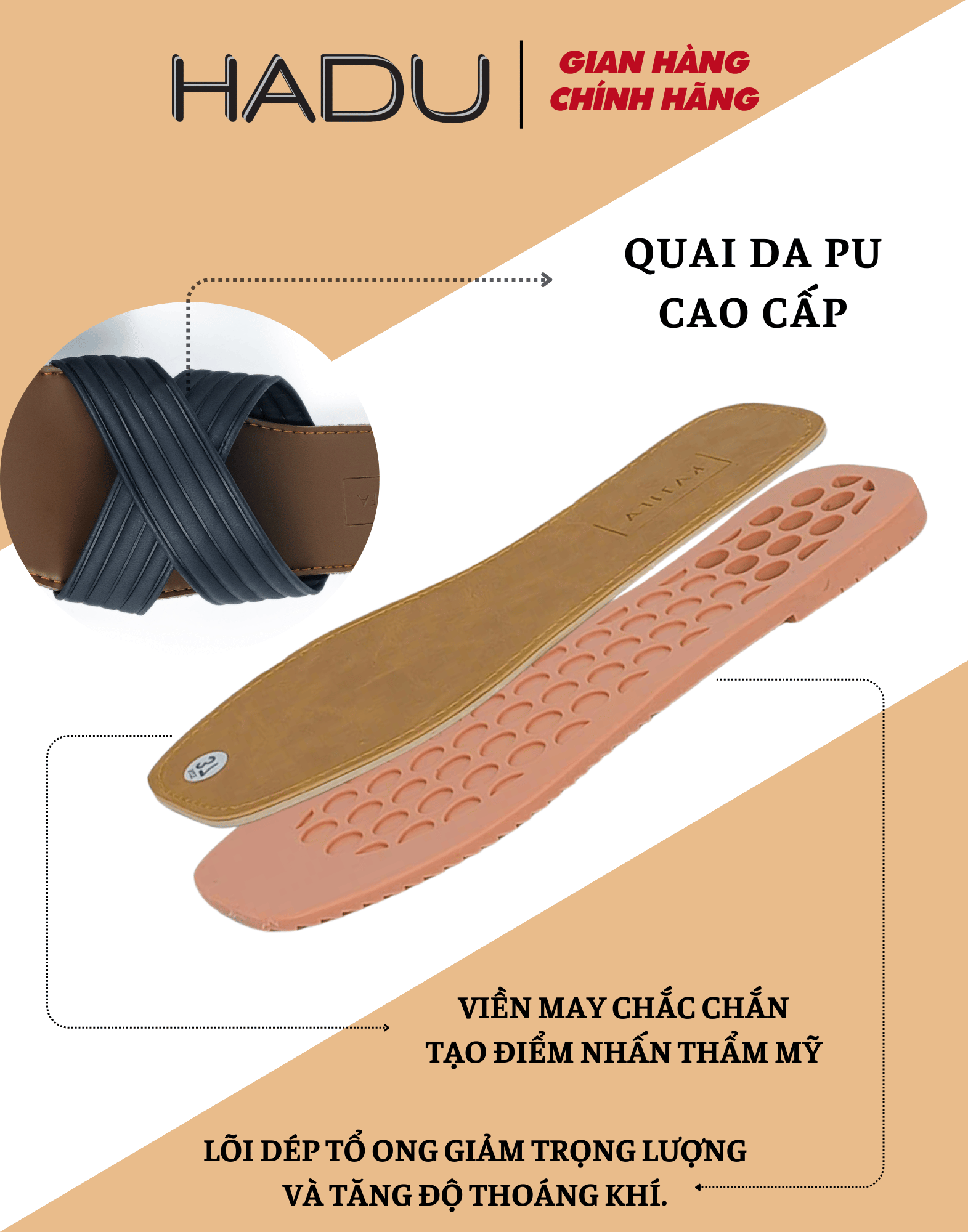 Dép Bệt Nữ HADU K115D Quai Chéo