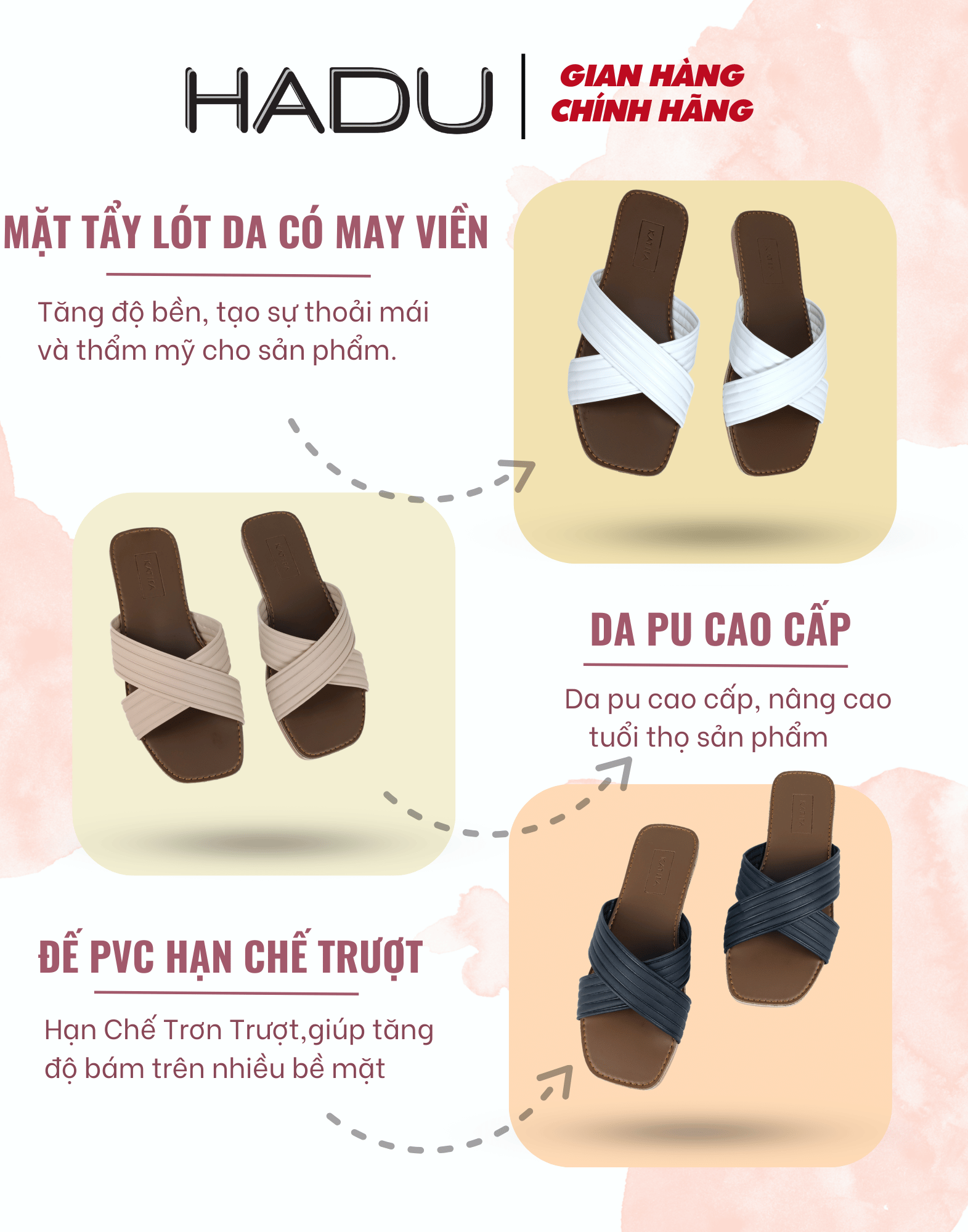 Dép Bệt Nữ HADU K115D Màu Đen