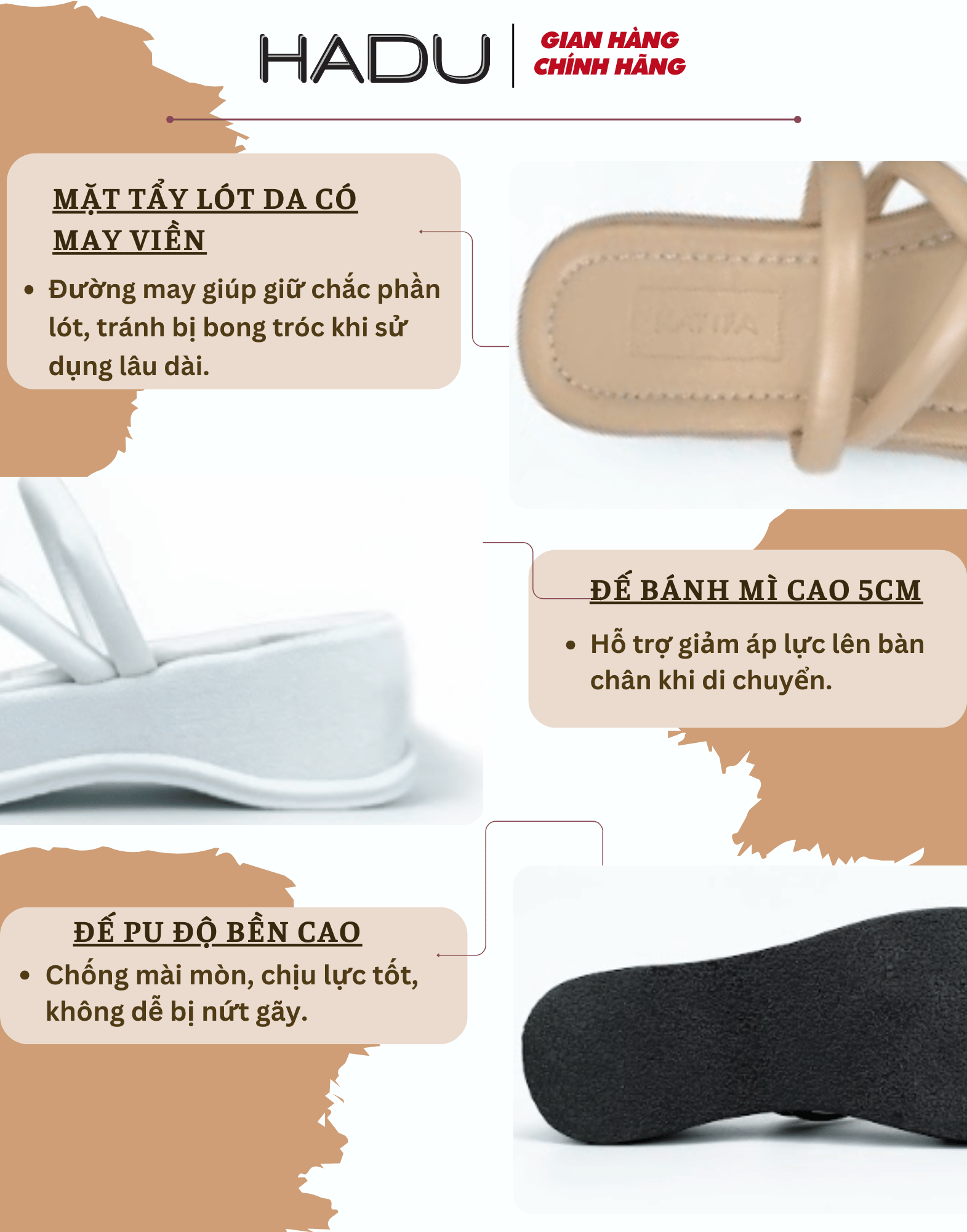 Dép Bánh Mì KATIFA K507D Màu Kem