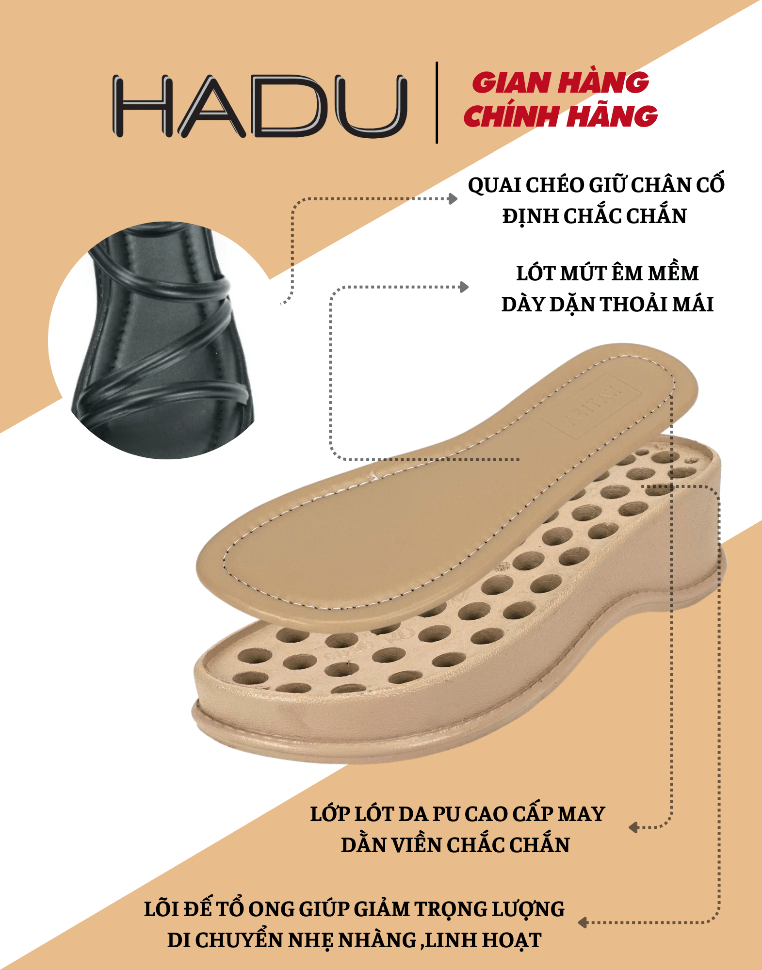 Sandal Quai Chéo Đế Bánh Mì LOUISA KATIFA K513D - Hình 3