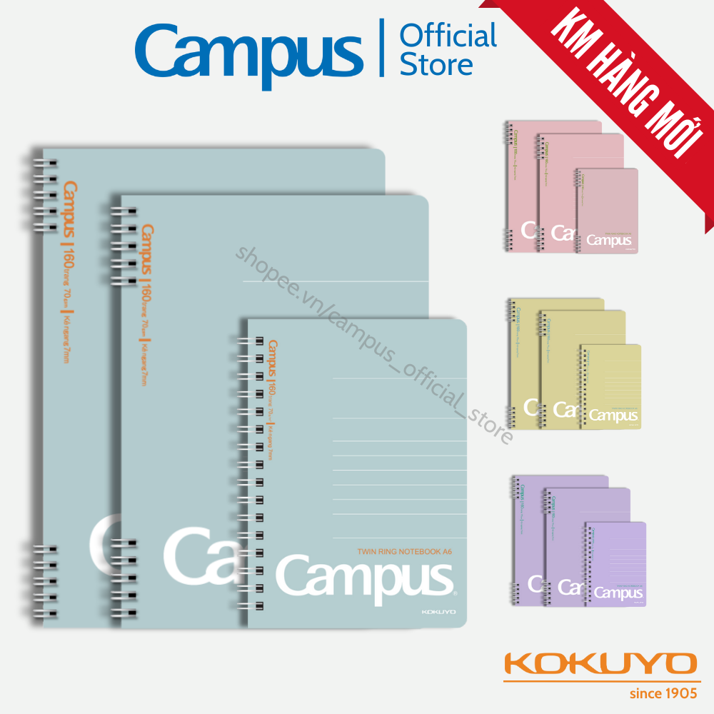 Mô tả Sổ Lò Xo 4 màu KUSUMI, kích thước A6/A5/B5, kẻ ngang 7mm, chính hãng Campus - 1