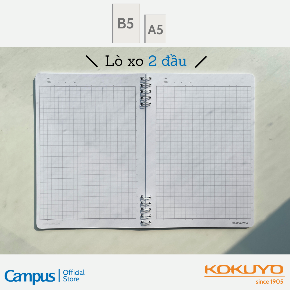 Mô tả Sổ Lò Xo 4 màu KUSUMI, kích thước A6/A5/B5, kẻ ngang 7mm, chính hãng Campus - 3