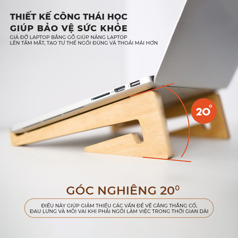Mô tả Giá đỡ laptop, giá để máy tính, kệ kê màn hình chất liệu gỗ giúp tản nhiệt - PG01 - 1