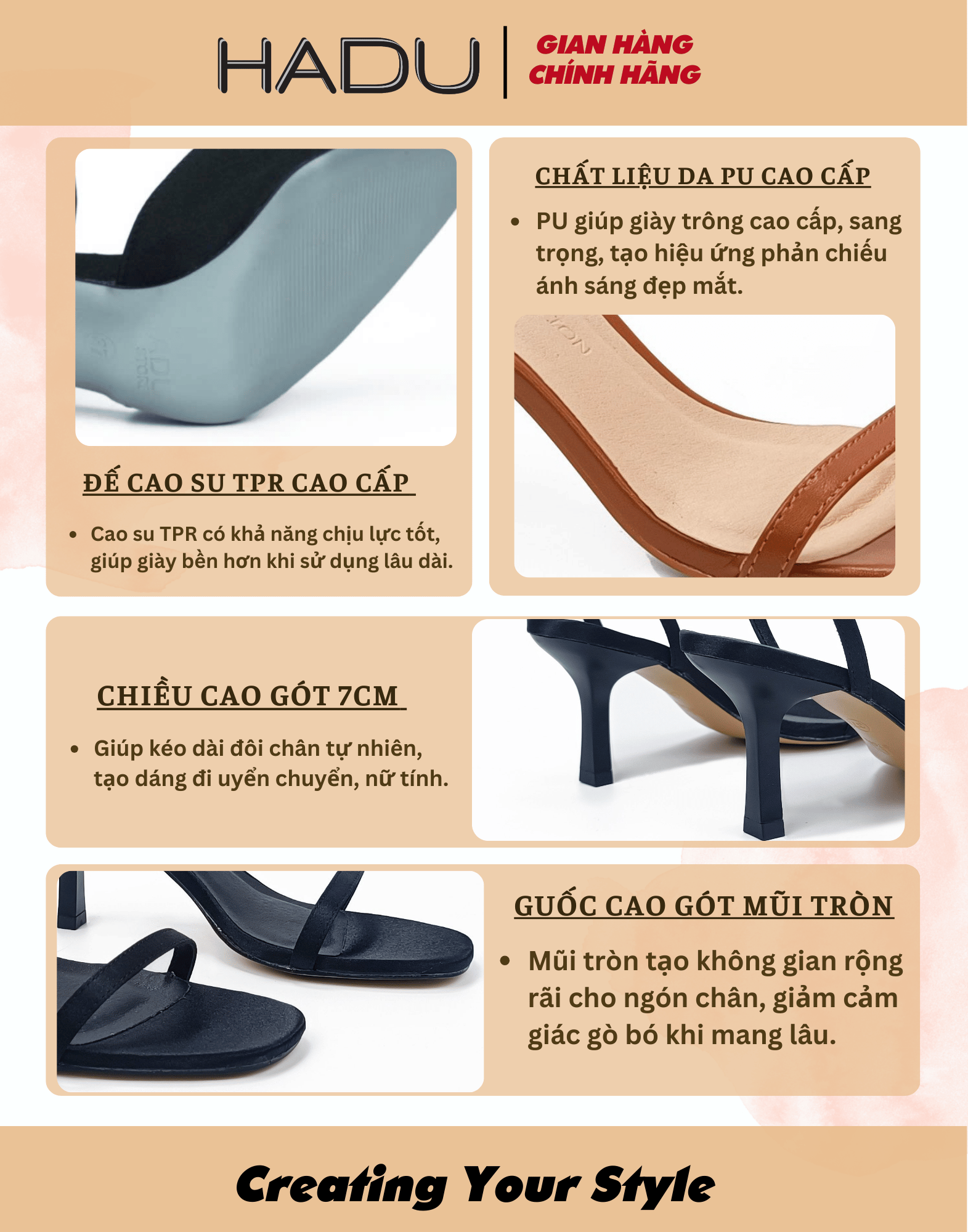 Giày Cao Gót HADU G731 màu đen