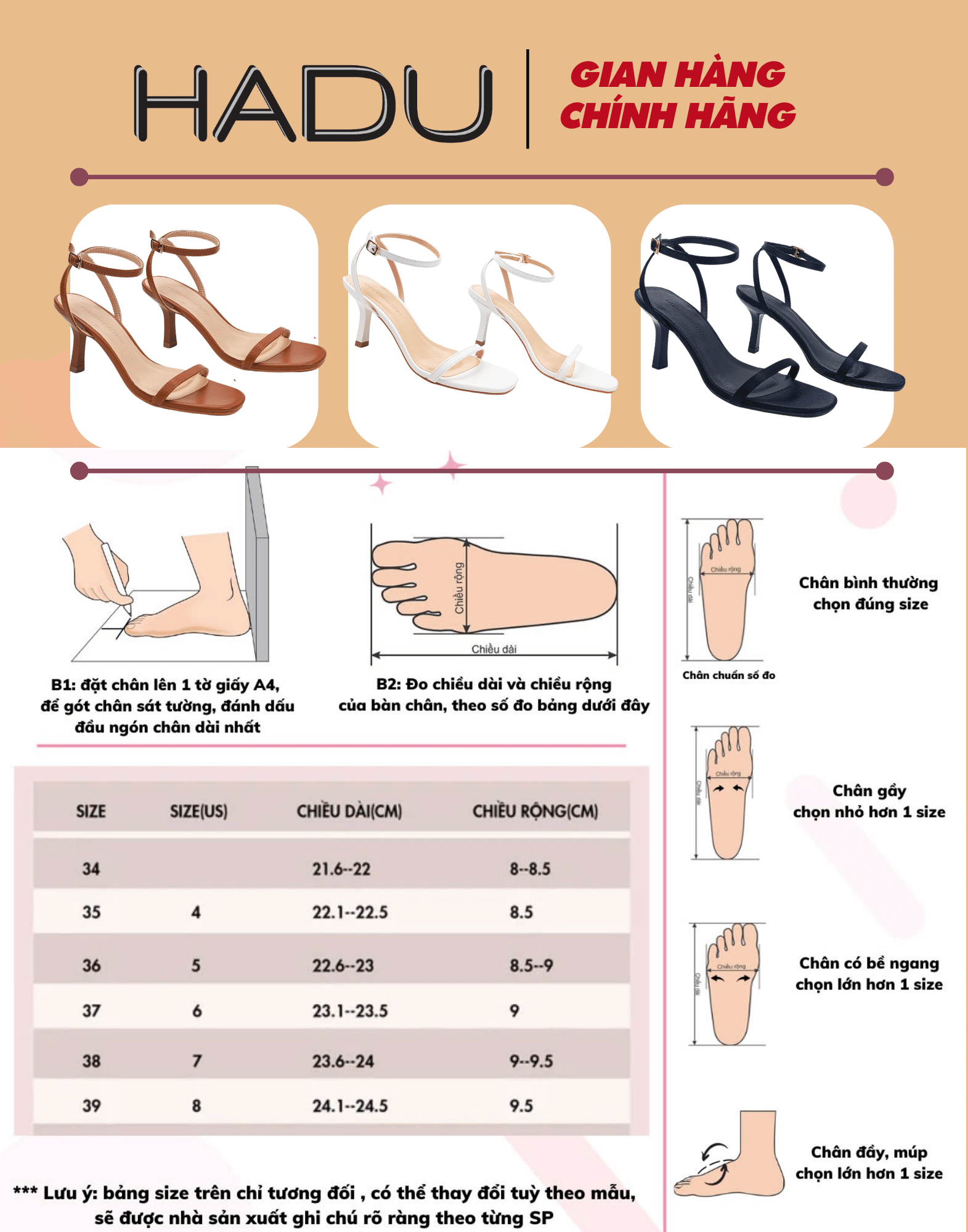 Mô tả Giày Cao Gót 7P Sandal Quai Ngang Dây Mảnh HADU G731 Đế TPR Chống Trượt Chất Liệu Cao Cấp BH 12T - 5