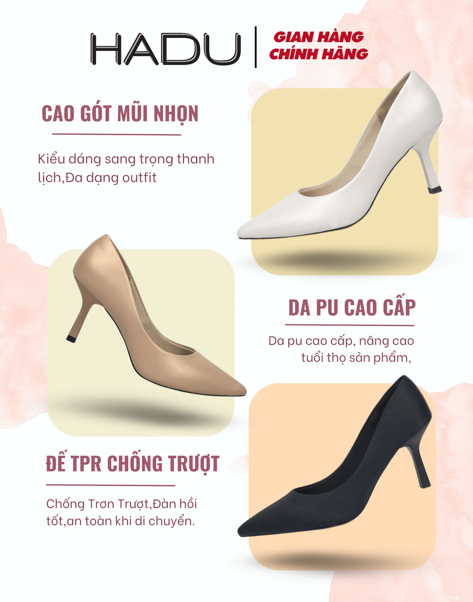 Giày Cao Gót Công Sở HADU G760 Đen