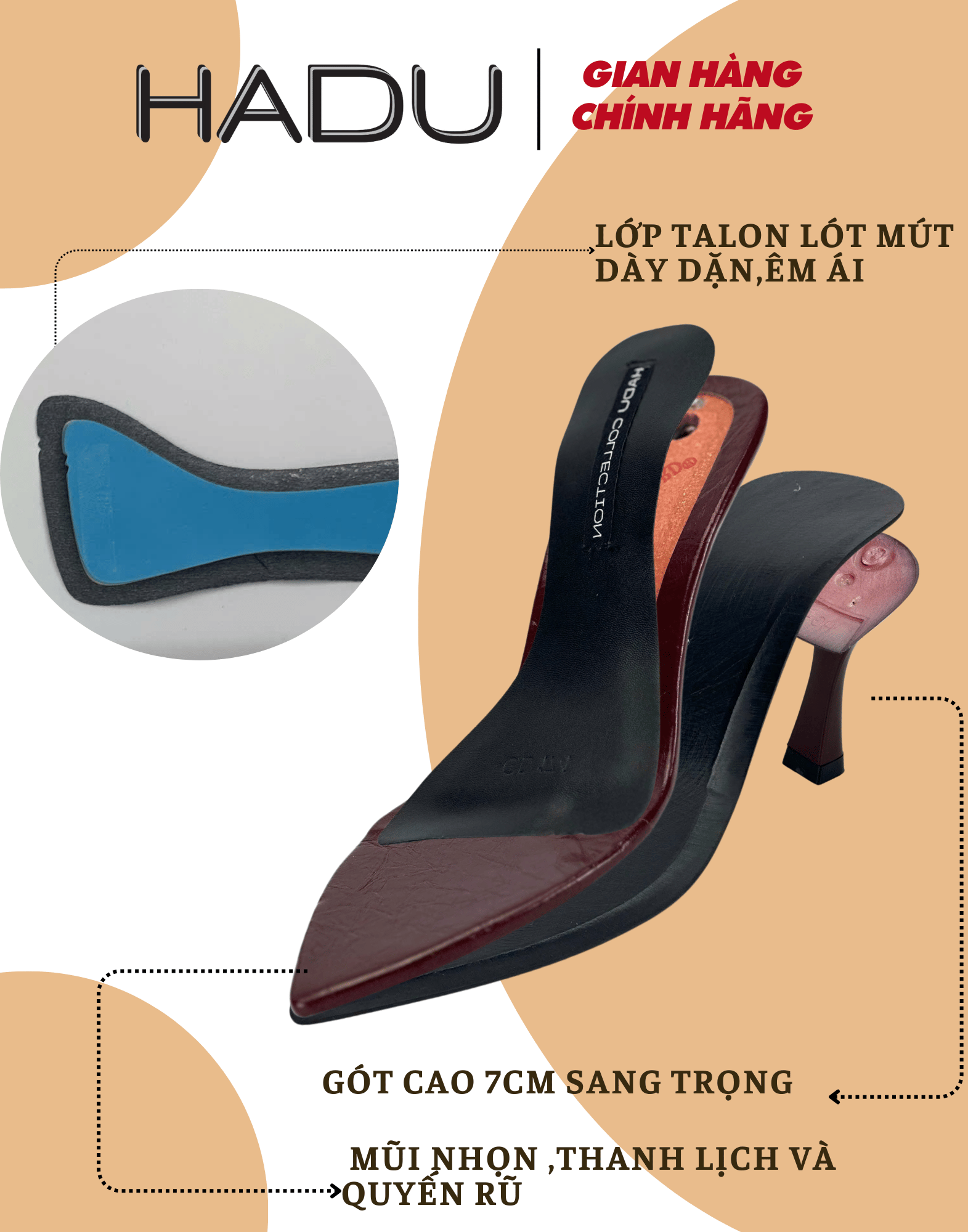 Giày Cao Gót Công Sở HADU G760 Trắng