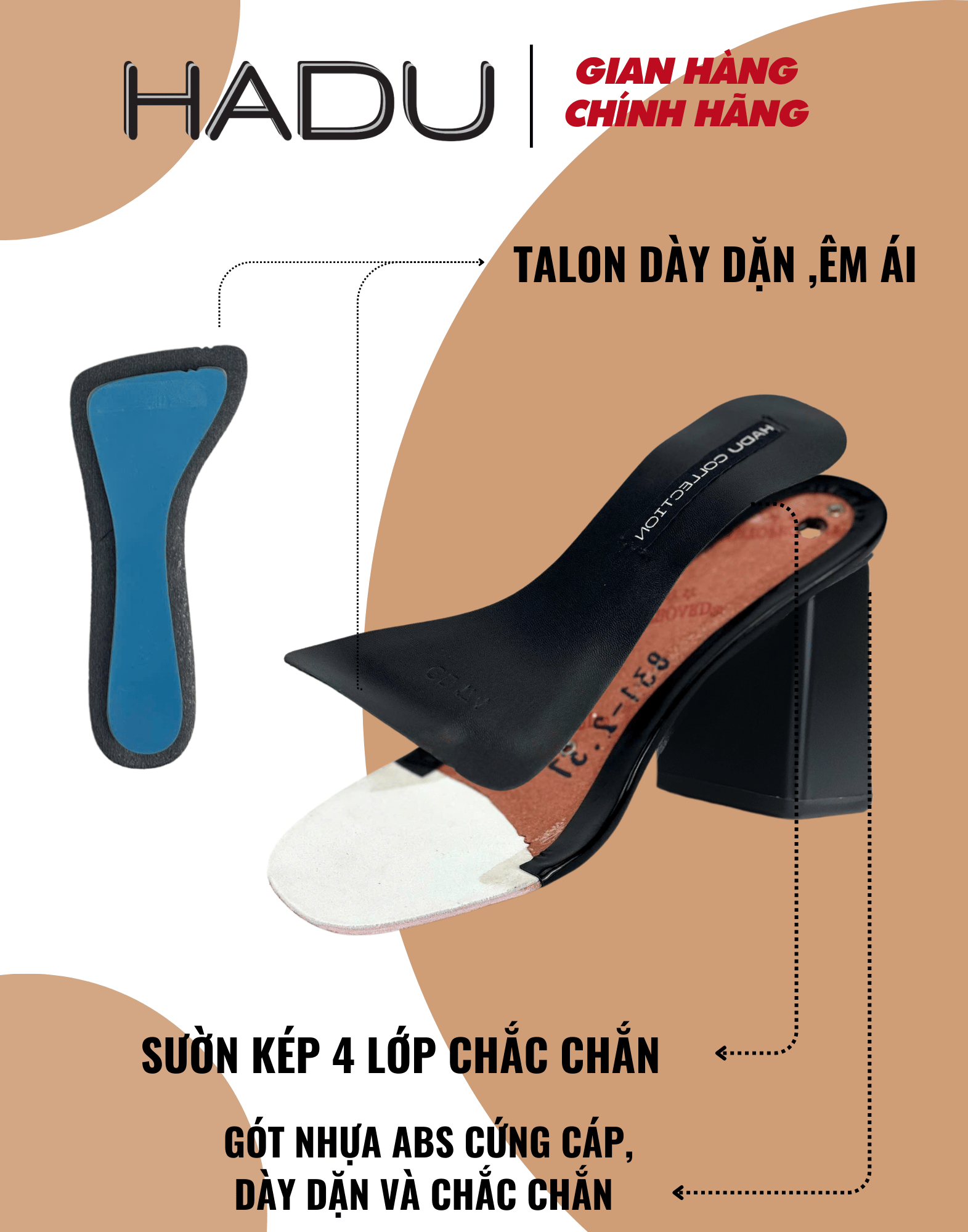 Giày Cao Gót HADU M7119 Màu Trắng