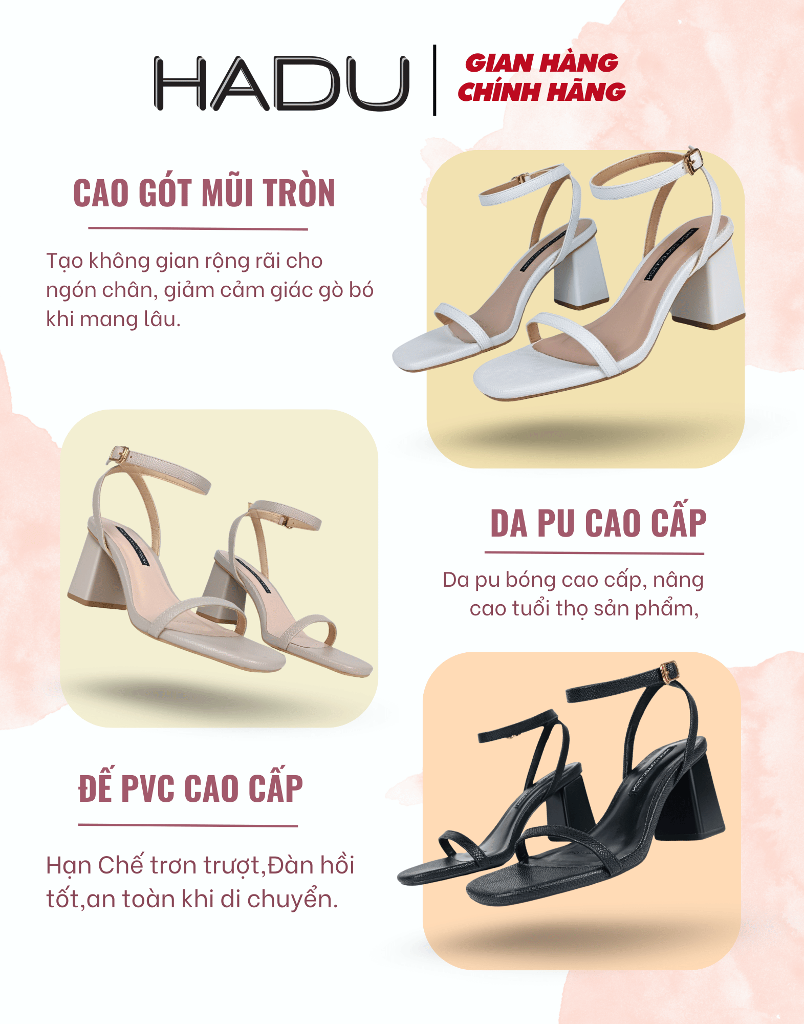 Giày Cao Gót HADU M7119 Màu Đen