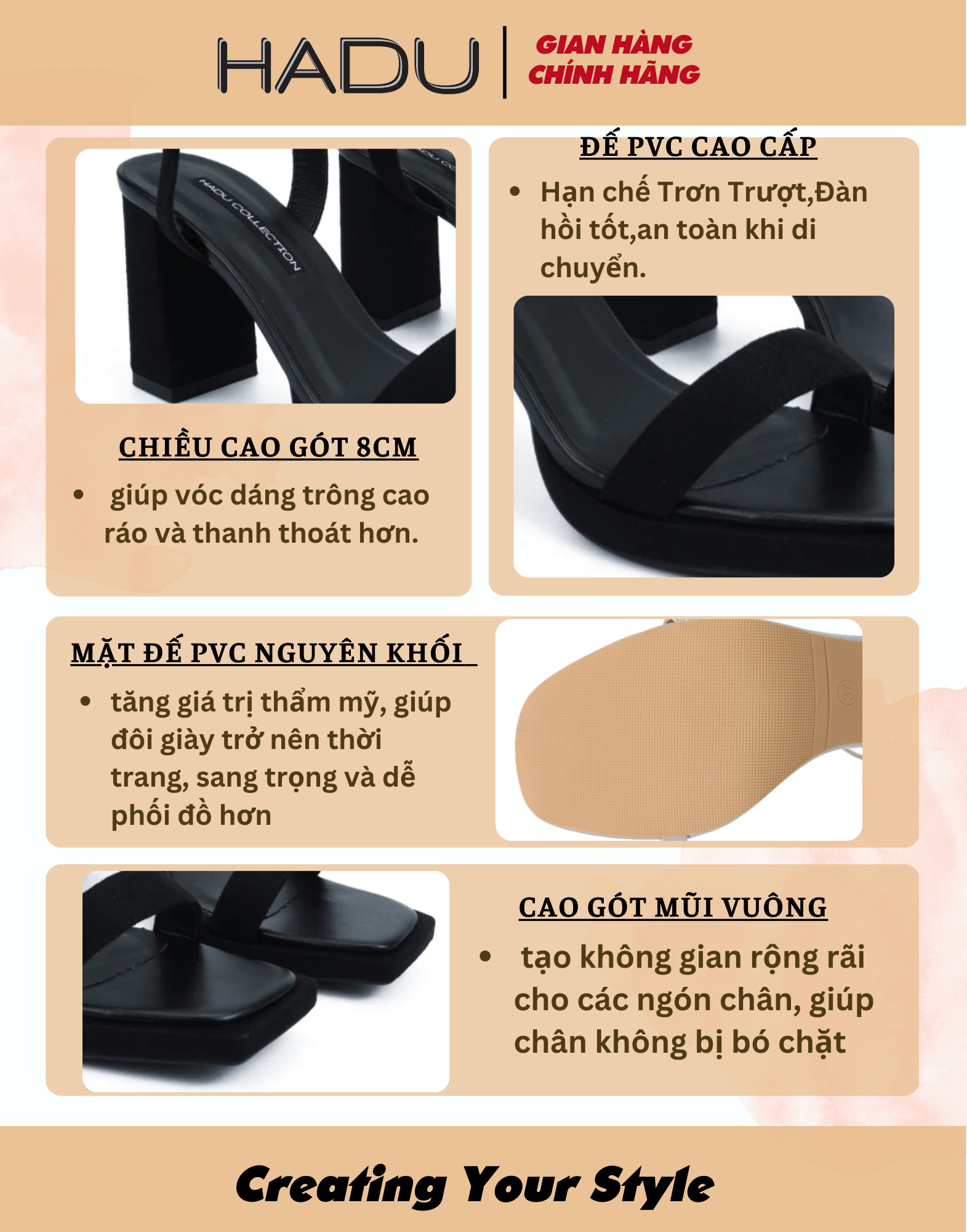 Giày Sandal HADU M7140 màu Kem