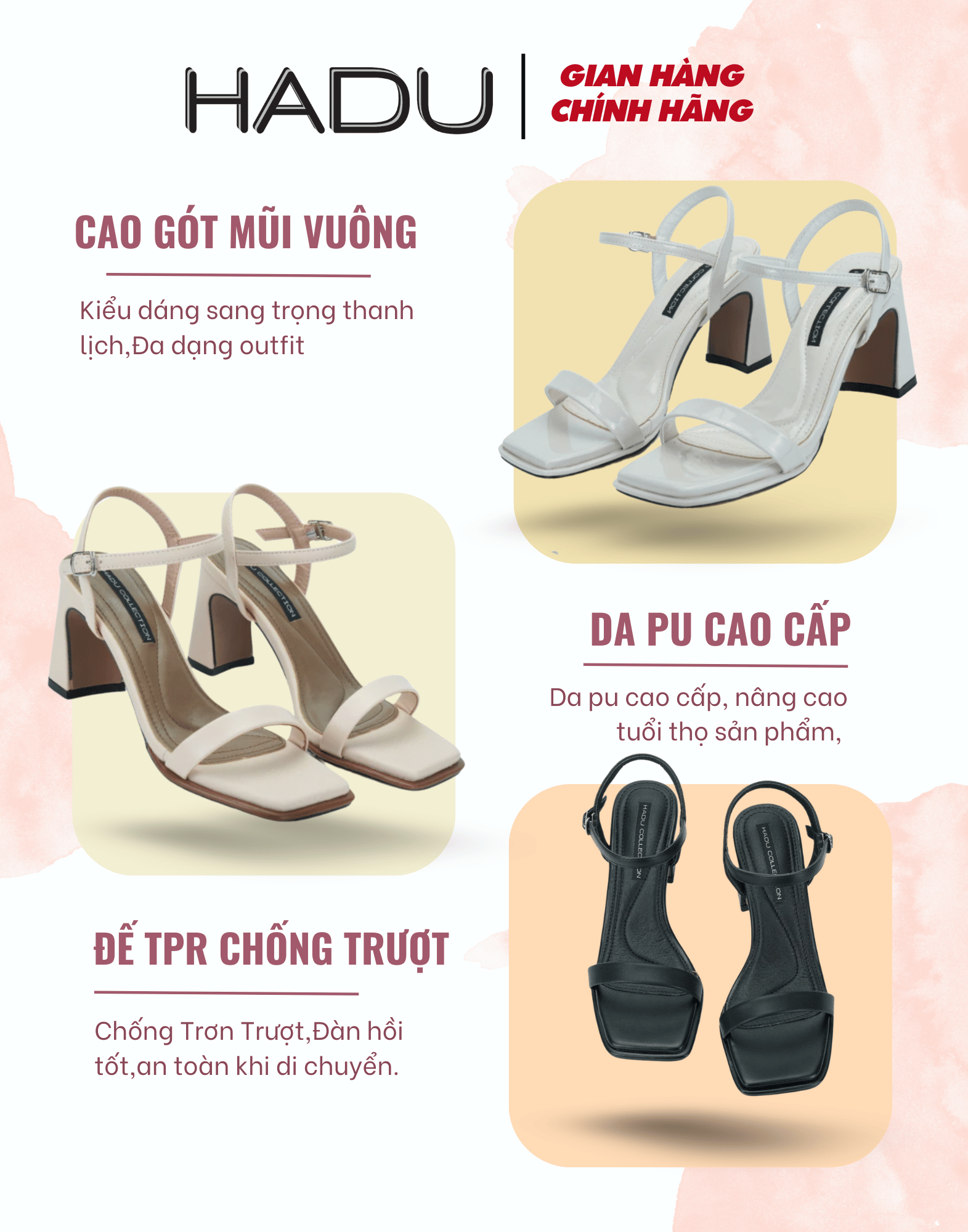 Sandal Đế Vuông 7cm HADU M7144