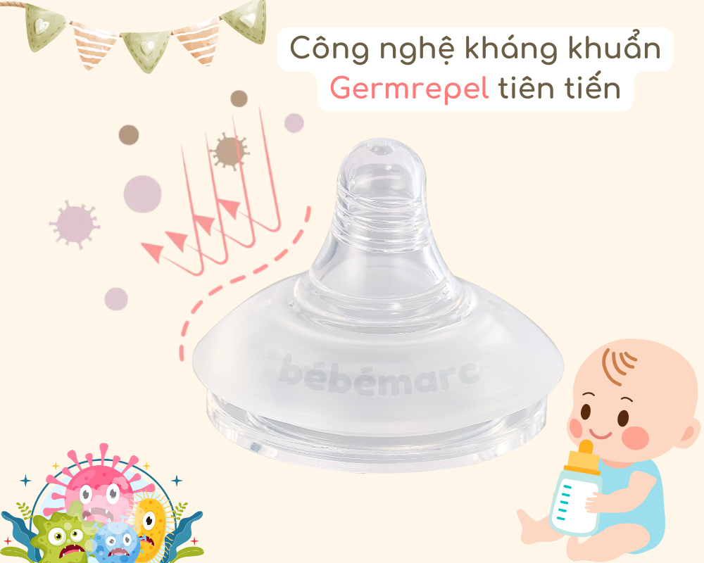 Mô tả Núm Ty Silicone Cao Cấp Kháng Khuẩn Tự Nhiên An Toàn Cho Bé Yêu bébémarc - Nhiều Size (Set 2 Cái) - 2