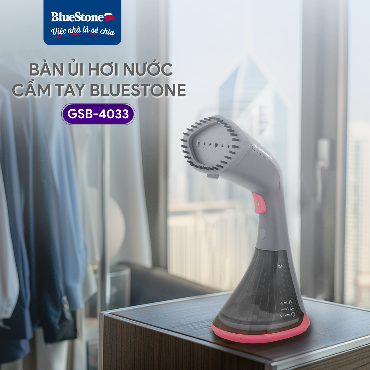 Mô tả Bàn Ủi Hơi Nước Cầm Tay BlueStone GSB-4033 - 1630W - 8