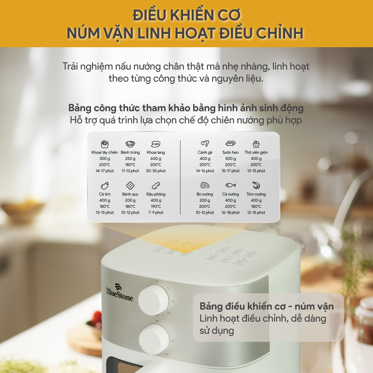 Mô tả Nồi Chiên Không Dầu BlueStone AFB-5853 - 7 Lít - 1500W - 4