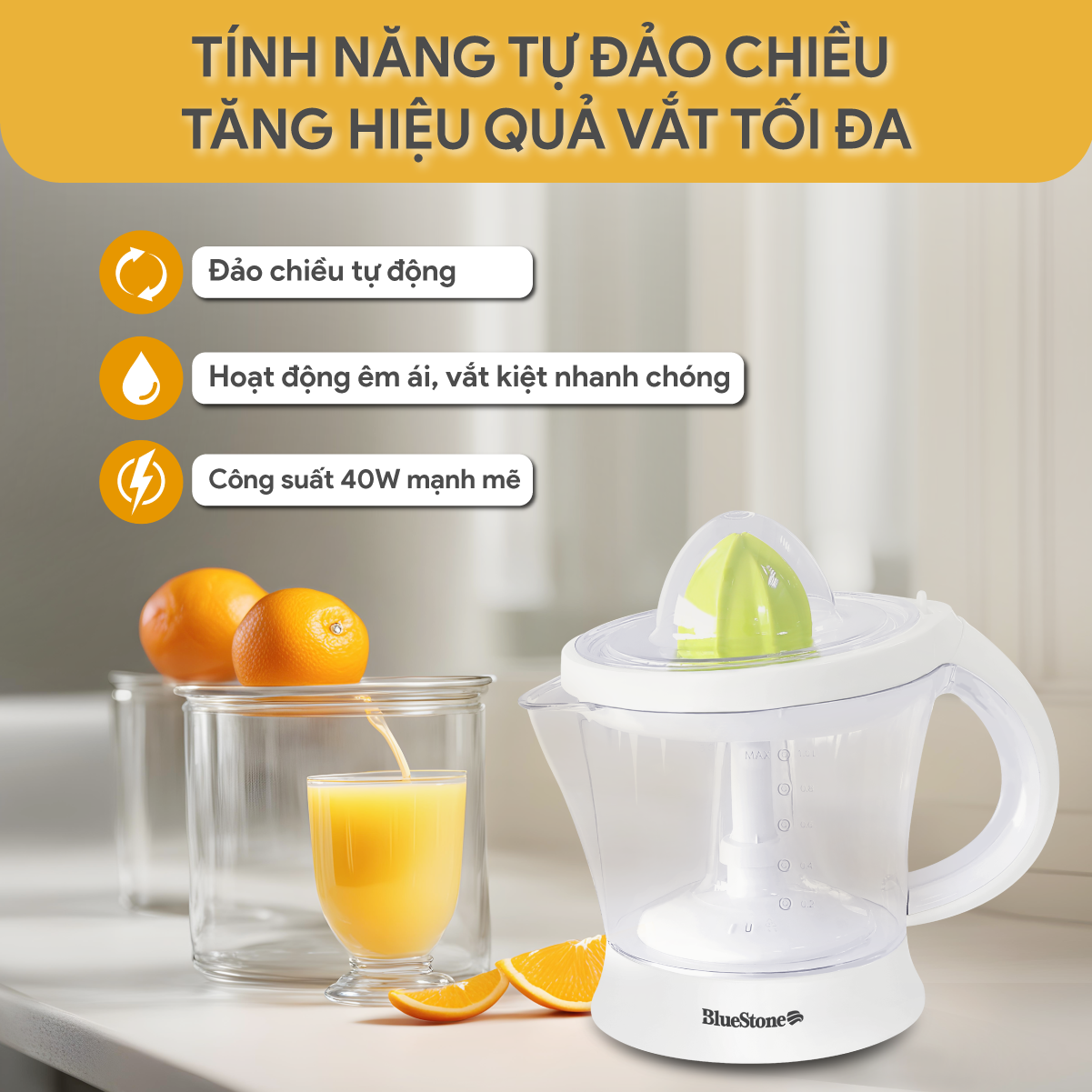 Mô tả Máy Vắt Cam BlueStone CJB-1129 - 1 lít - 40W - 5