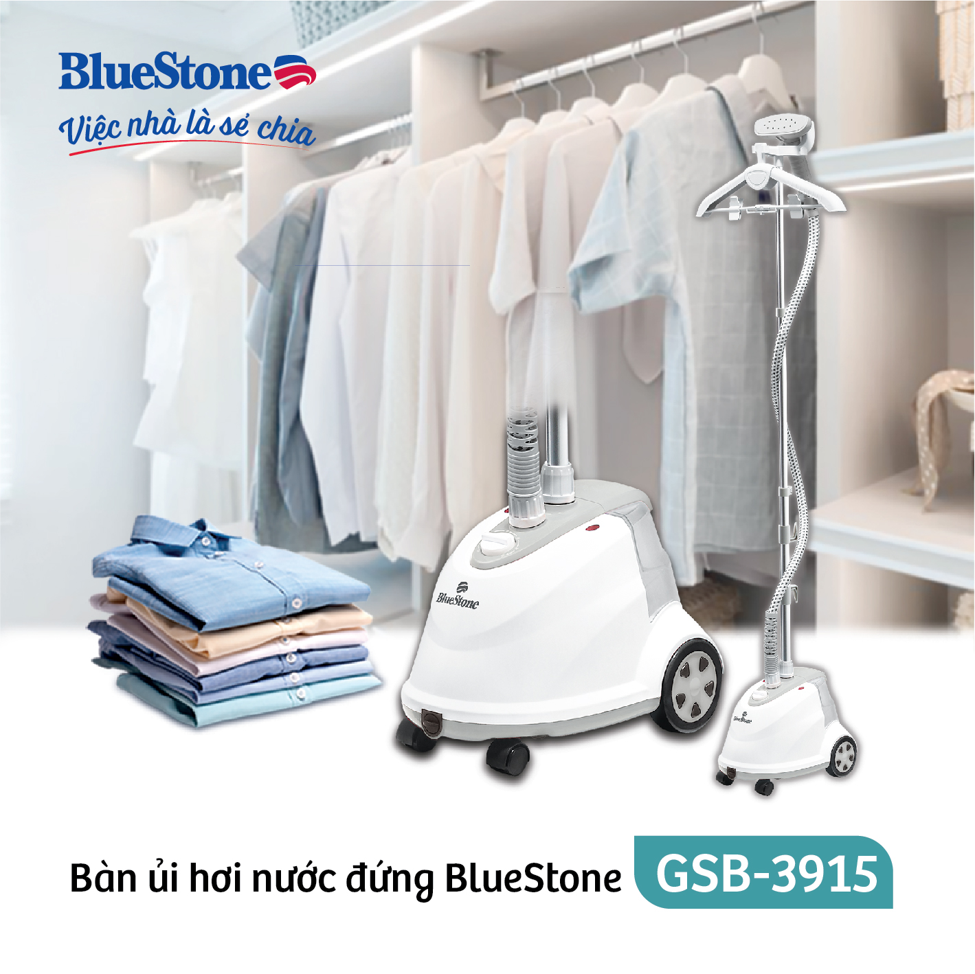 Mô tả Bàn ủi hơi nước đứng BlueStone GSB-3915 - 1800W - 5