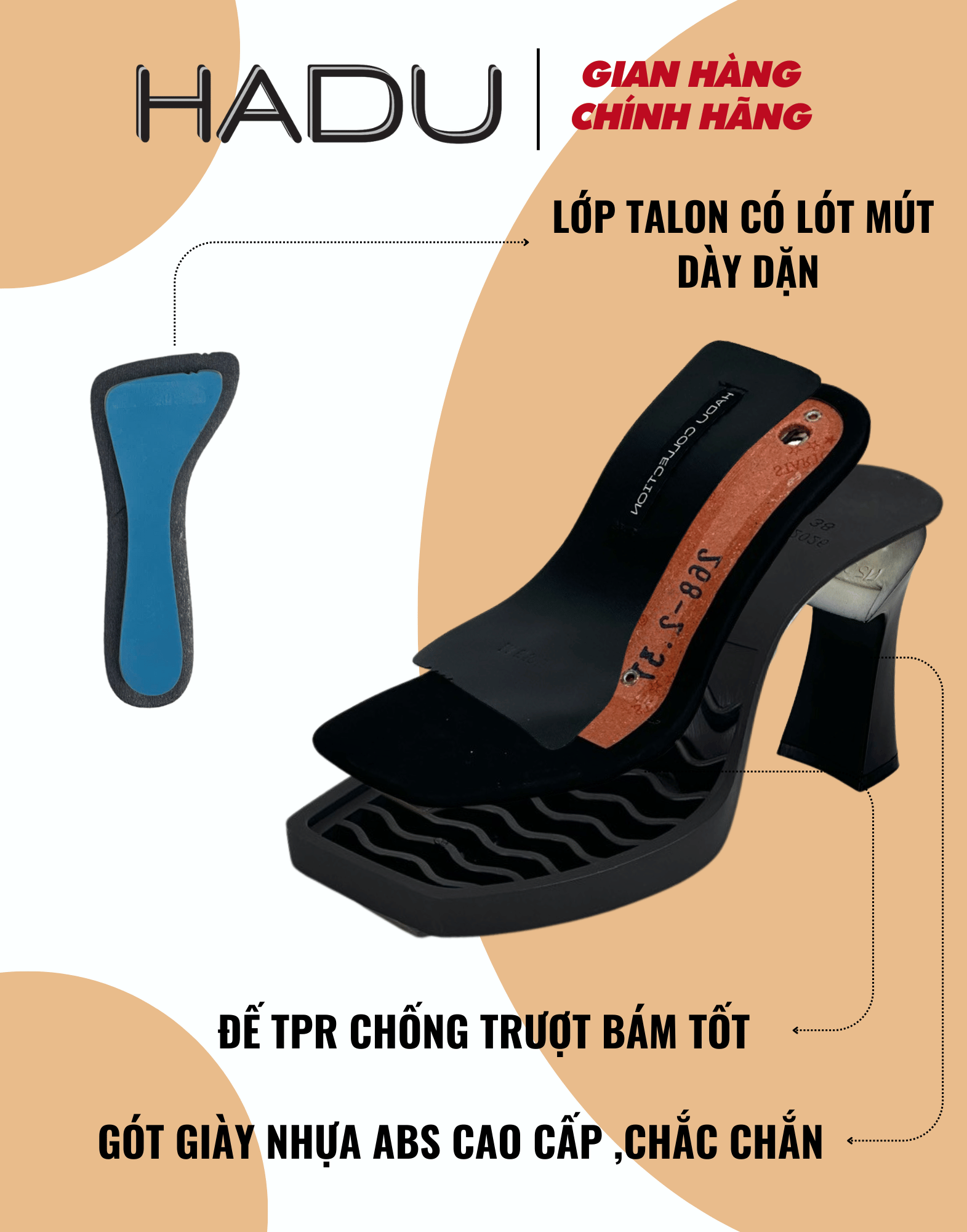 Giày cao gót HADU MM956 màu trắng