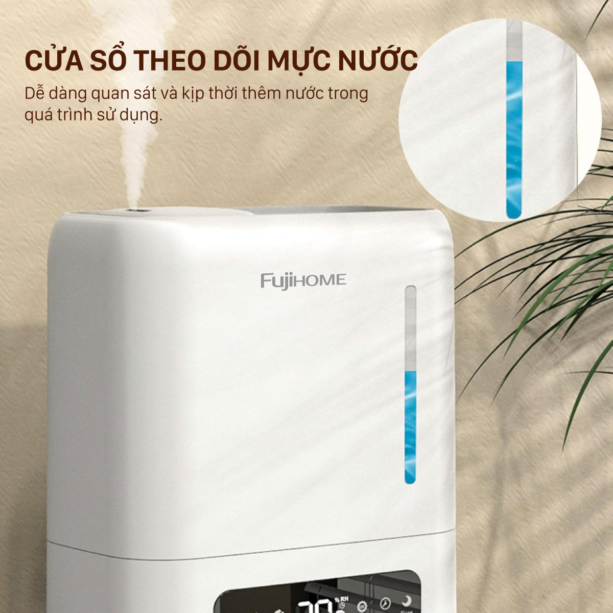Mô tả Máy Phun Sương Tạo Ẩm Xông Tinh Dầu Fujihome HM04EUV Đầu Phun Xoay 360 Độ, Cảm Ứng, Màn LED Hiển Thị - 10