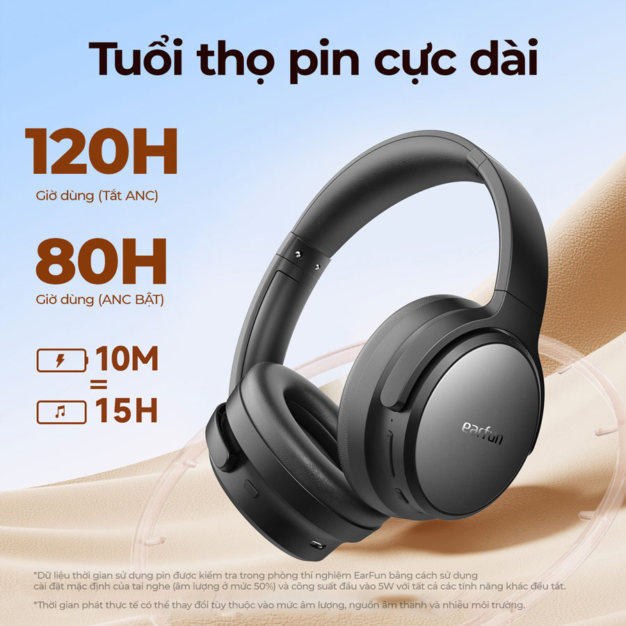 Mô tả Tai nghe chụp tai Bluetooth Earfun Tune Pro chống ồn ANC thời gian nghe 120h - 2