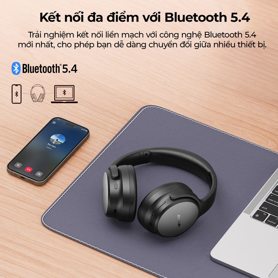 Mô tả Tai nghe chụp tai Bluetooth Earfun Tune Pro chống ồn ANC thời gian nghe 120h - 3