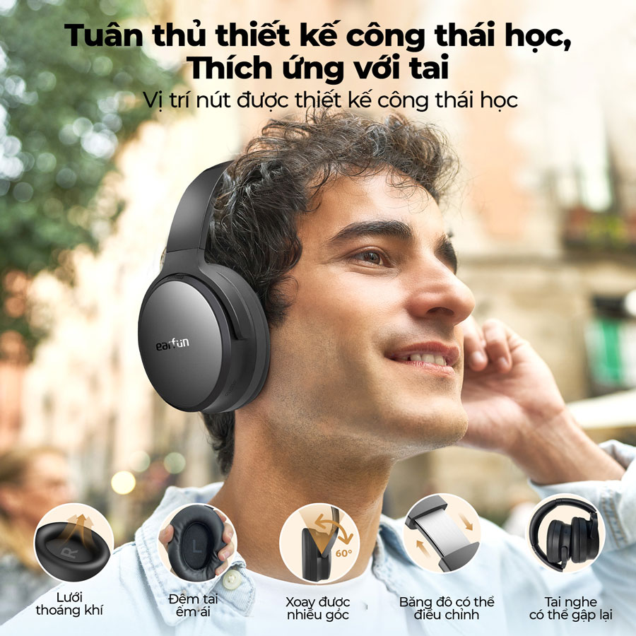 Mô tả Tai nghe chụp tai Bluetooth Earfun Tune Pro chống ồn ANC thời gian nghe 120h - 6