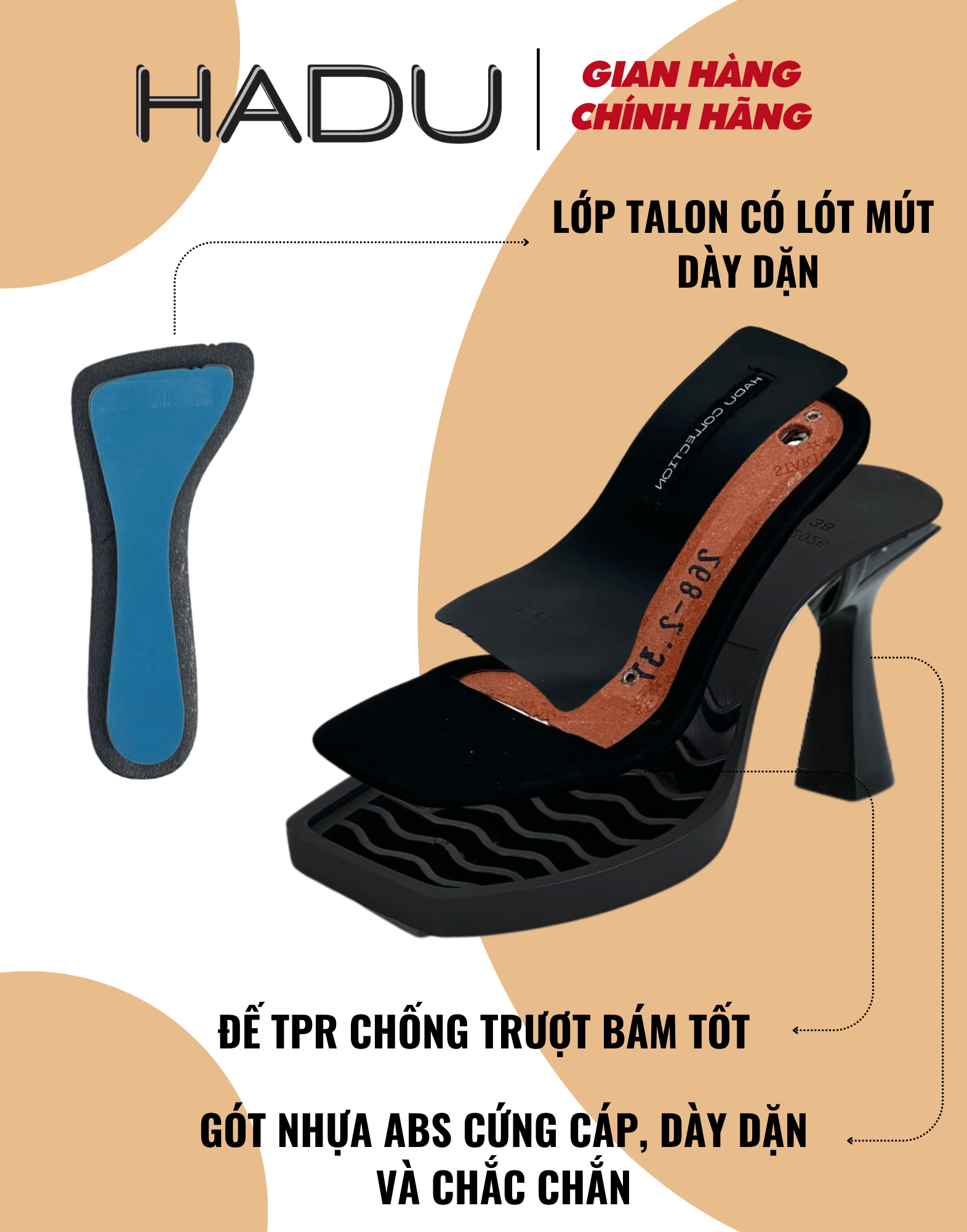 Chi tiết Giày Cao Gót Đế Vuông VENESSA HADU M967