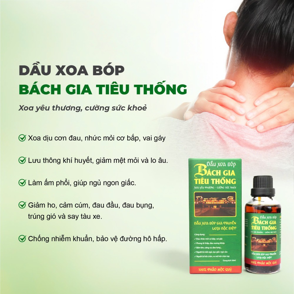 Mô tả Dầu nóng xoa bóp xương khớp thảo dược Bách gia tiêu thống (Nóng nhiều) - Giảm đau khớp, cổ vai gáy - 6