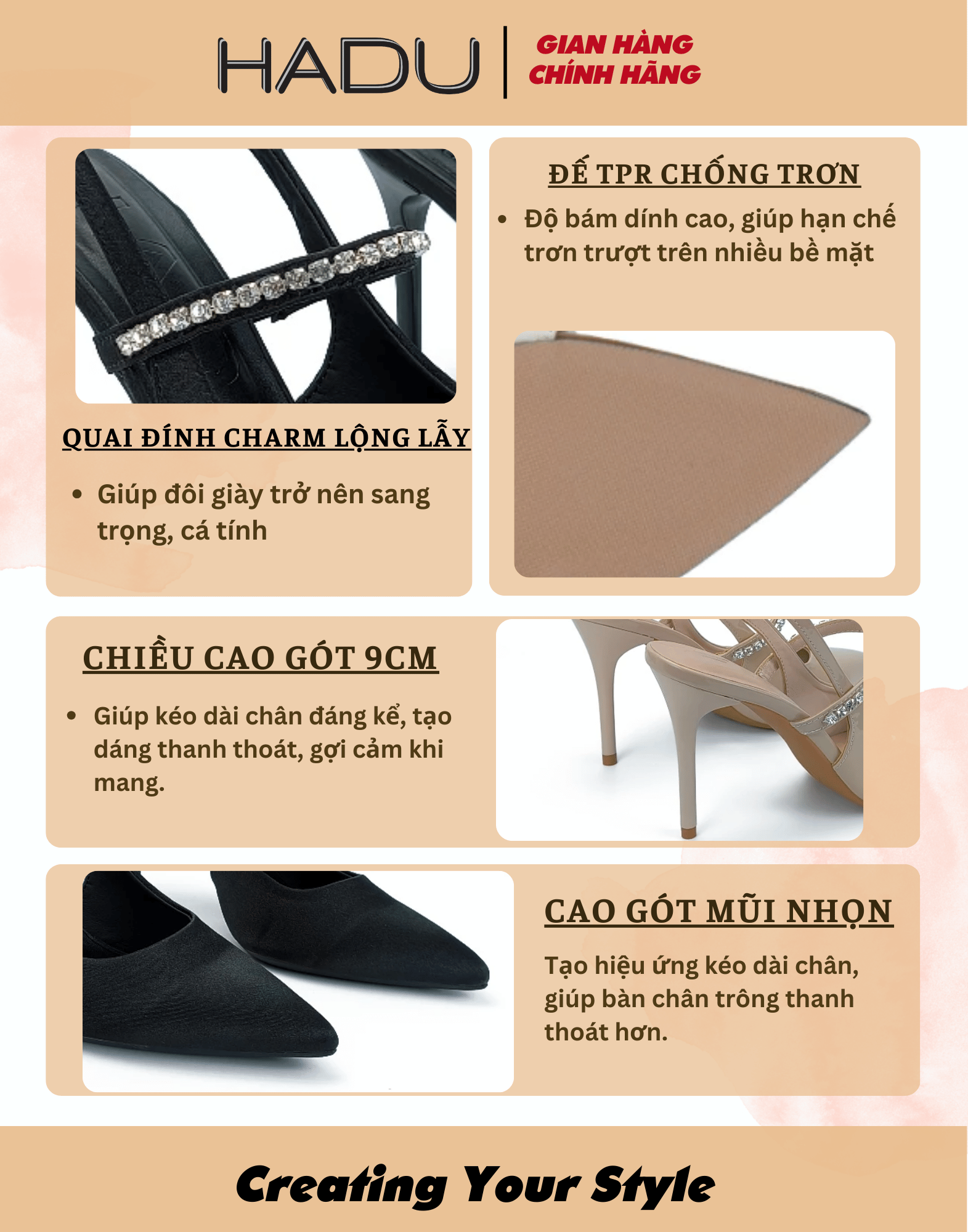 Thiết kế slingback Hadu M970