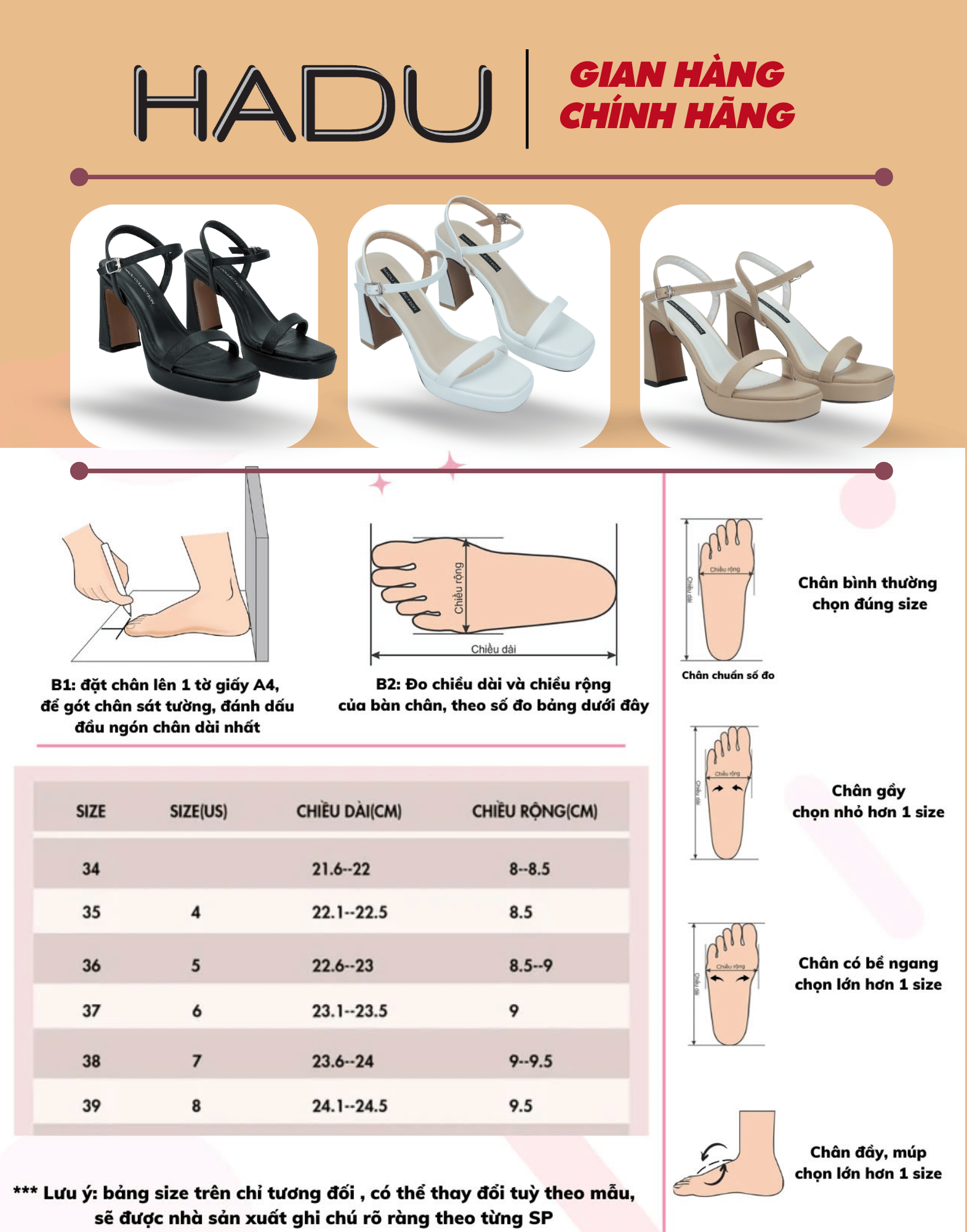 Giày Sandal Gót Vuông HADU M1029 - Ảnh 5