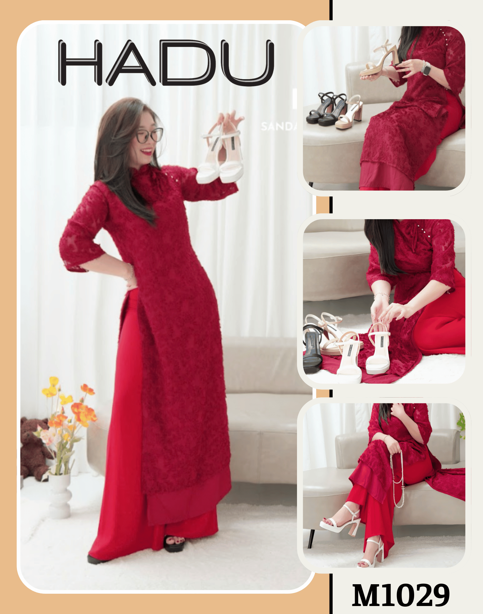 Giày Sandal Gót Vuông HADU M1029 - Ảnh 4