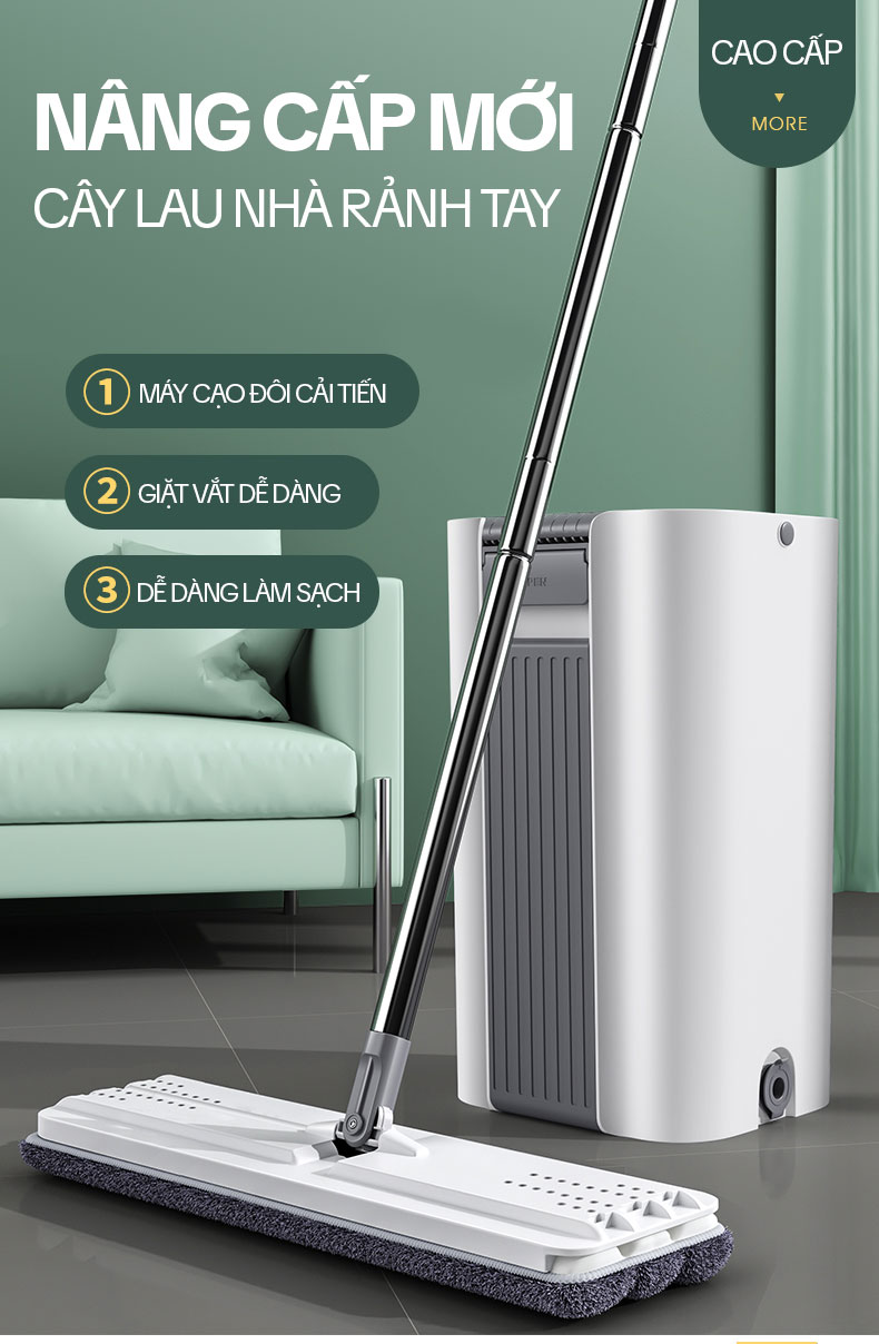 Mô tả Bộ Cây Lau Nhà KITIMOP C6 PLUS-PRO - Thùng Lau Nhà Tự Vắt Thông Minh, Chổi Lau Nhà Xoay 360 Độ, Lau Sàn Làm Sạch - 1