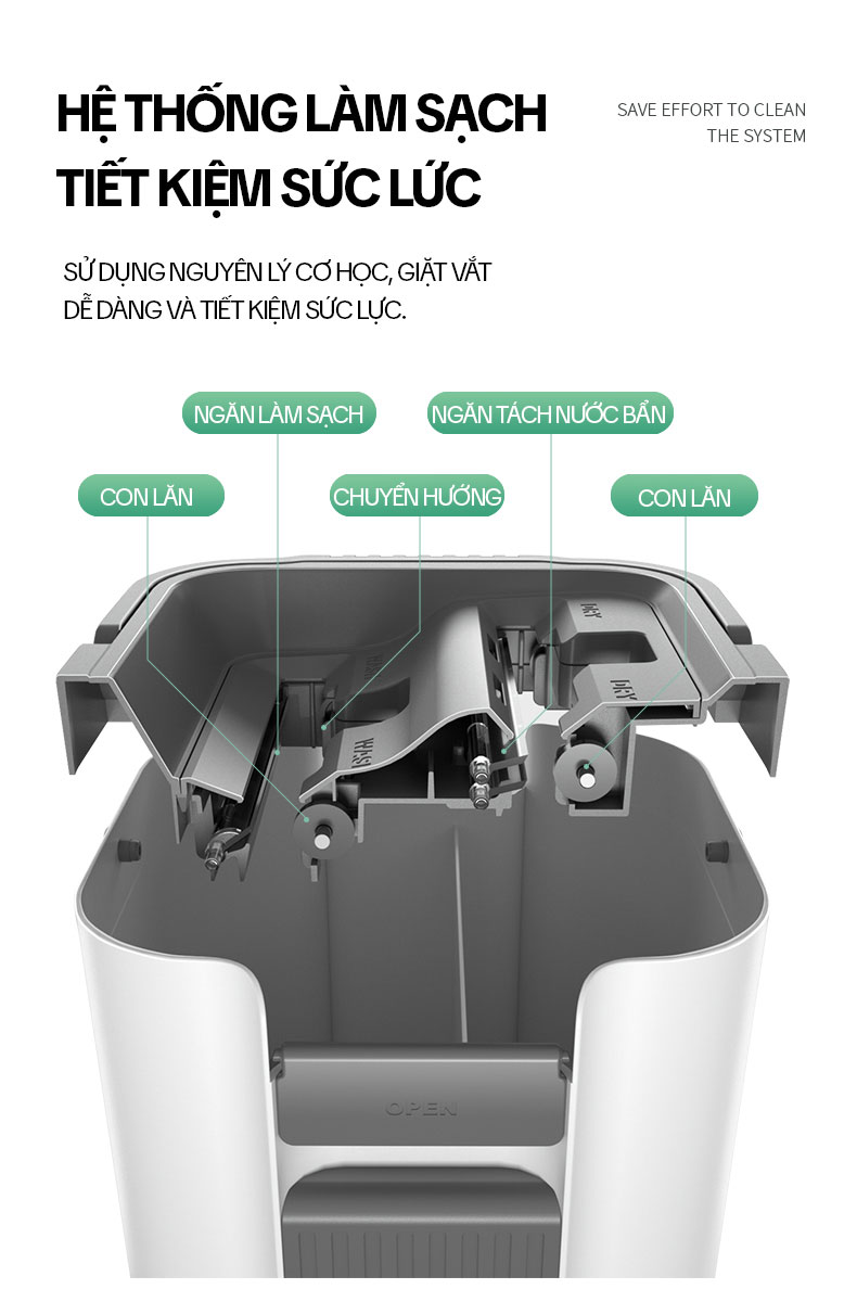 Mô tả Bộ Cây Lau Nhà KITIMOP C6 PLUS-PRO - Thùng Lau Nhà Tự Vắt Thông Minh, Chổi Lau Nhà Xoay 360 Độ, Lau Sàn Làm Sạch - 6