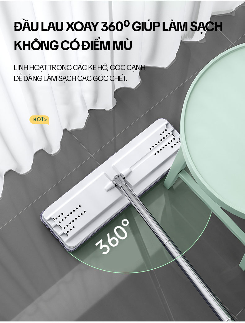 Mô tả Bộ Cây Lau Nhà KITIMOP C6 PLUS-PRO - Thùng Lau Nhà Tự Vắt Thông Minh, Chổi Lau Nhà Xoay 360 Độ, Lau Sàn Làm Sạch - 8