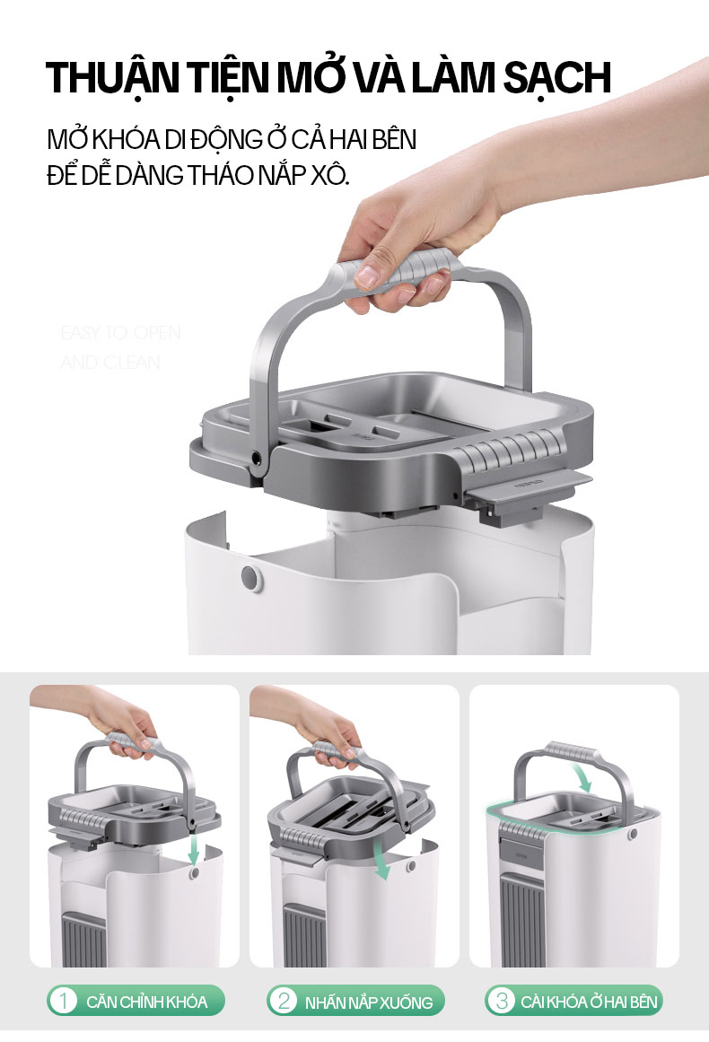 Mô tả Bộ Cây Lau Nhà KITIMOP C6 PLUS-PRO - Thùng Lau Nhà Tự Vắt Thông Minh, Chổi Lau Nhà Xoay 360 Độ, Lau Sàn Làm Sạch - 10