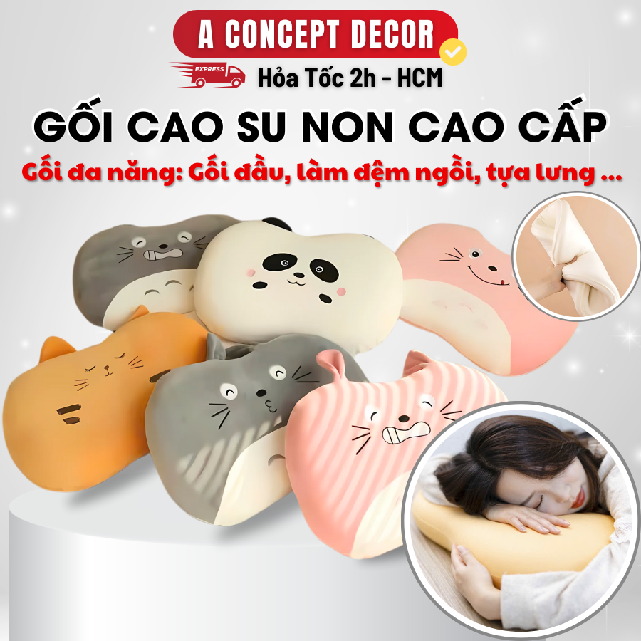 Mô tả Gối Cao Su Non Cao Cấp Dùng Gối Đầu Đệm Ngồi Tựa Lưng Hỗ Trợ Đau Vai Gáy Cho Văn Phòng Gối Ngủ êm Mềm Vỏ Gối Dễ Thương - 1