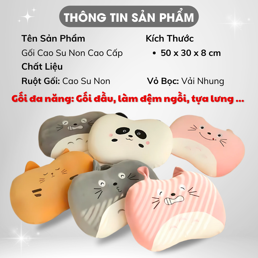 Mô tả Gối Cao Su Non Cao Cấp Dùng Gối Đầu Đệm Ngồi Tựa Lưng Hỗ Trợ Đau Vai Gáy Cho Văn Phòng Gối Ngủ êm Mềm Vỏ Gối Dễ Thương - 3