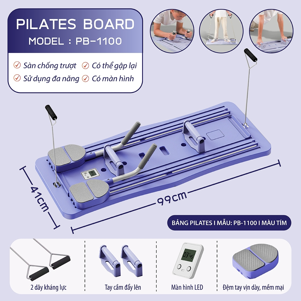 Mô tả BG Dụng cụ Tập PILATES đa năng, có thể gấp gọn, hỗ trợ đa bài tập, chất liệu cao cấp PB-1100 - 2