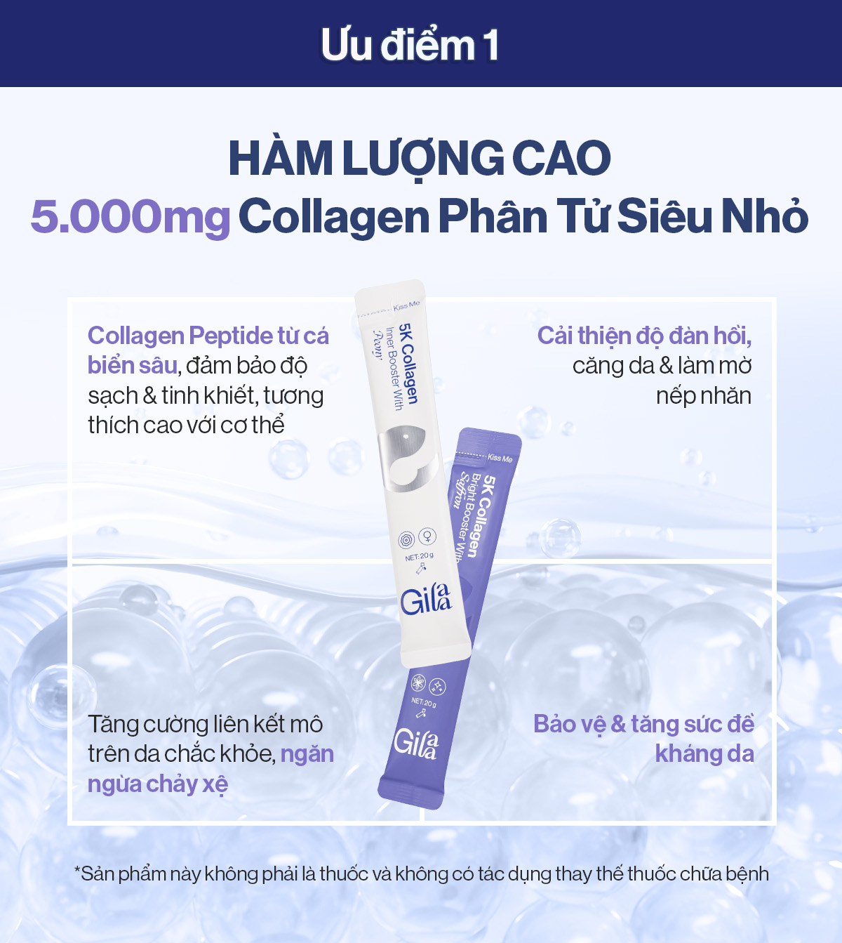 Mô tả 2 Nước Uống Collagen Gilaa Siêu Phân Tử 300da Trẻ Hóa (20g x 30 Gói) - 4