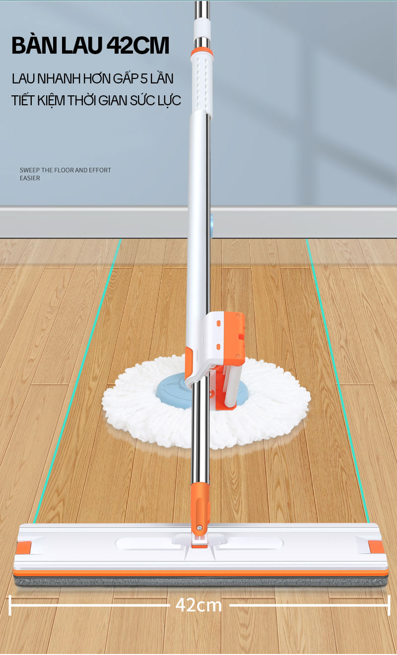 Mô tả Cây Lau Nhà Tự Vắt KITIMOP WHITE 42CM – Chổi Lau Nhà Tự Vắt Thông Minh Xoay 360 Độ, Lau Sàn Làm Sạch - 7