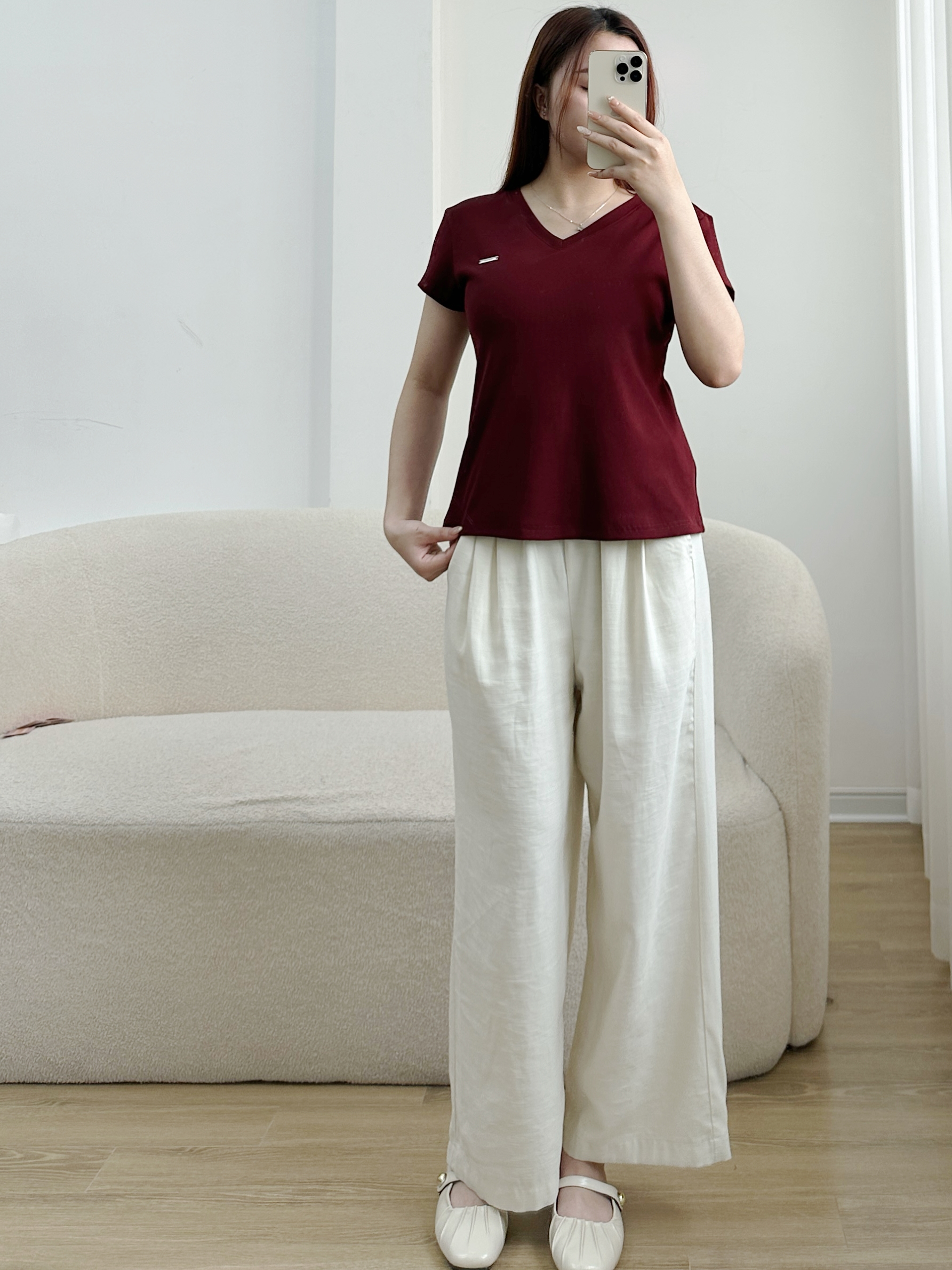Mô tả Quần bầu ống suông form rộng Uni Pants lưng chun, chất liệu đũi xước Hàn, mát lạnh dành cho cả bầu và không bầu BY LAMME - 1