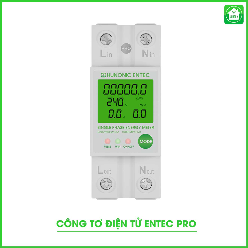 Mô tả Công Tơ Điện Tử Wifi Hunonic Entec, Giám Sát, Đóng Cắt, Đo Điện Năng Tiêu Thụ Từ Xa Qua Điện Thoại - HNCTD - 4