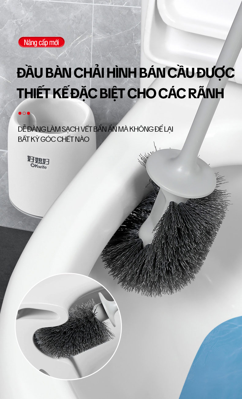 Mô tả Chổi Cọ Bồn Cầu Có Cốc Đựng OKwife AGW-5749 - Cây Chà Bồn Cầu, Cọ Toilet Thông Minh, Bàn Chải Chà Bồn Cầu, Nhà Vệ Sinh - 2