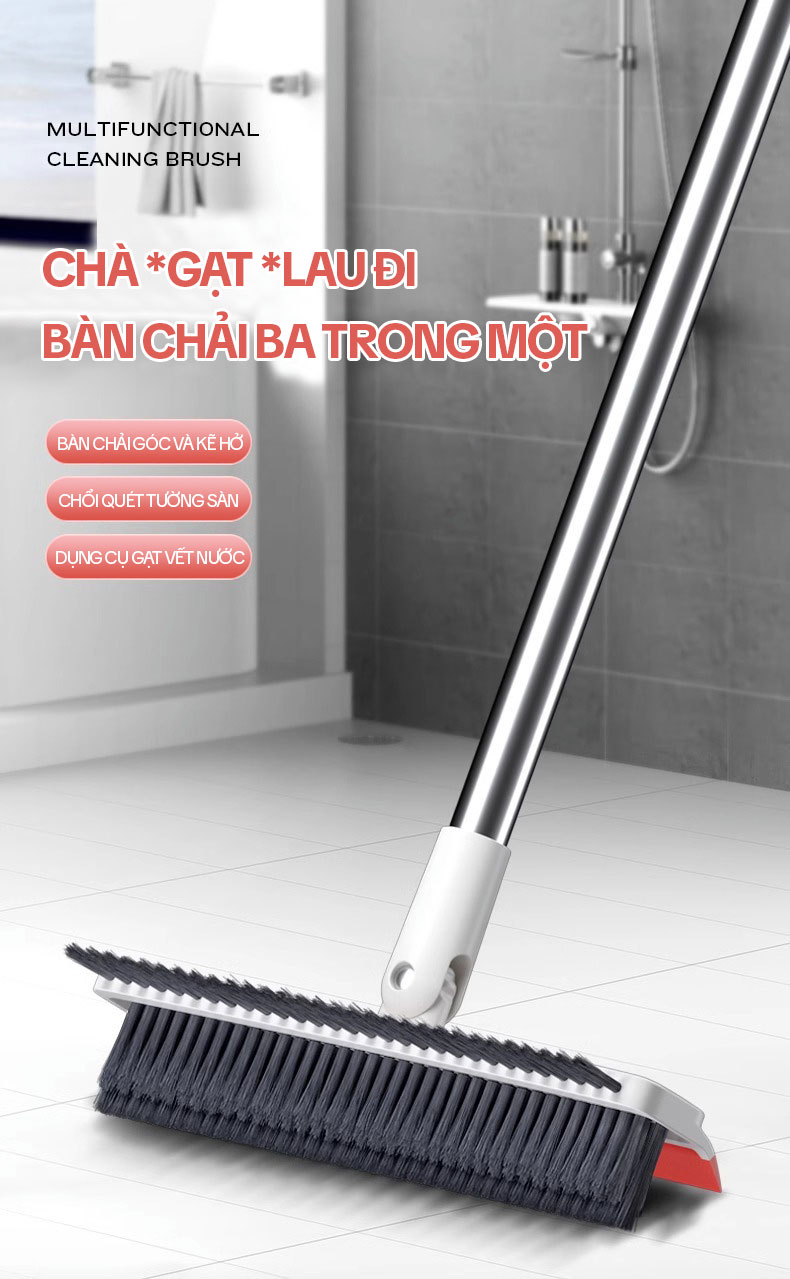 Mô tả Cây Chà Sàn Nhà Tắm OKwife AGW-3458 - Chổi Chà Sàn Và Gạt Nước 3 Trong 1, Chổi Cọ Nhà Vệ Sinh Thông Minh - 1