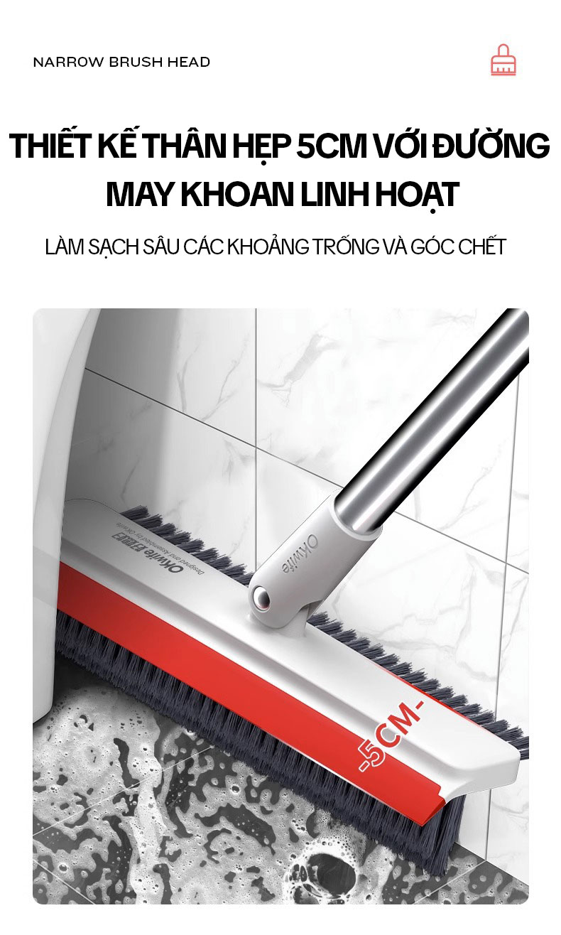 Mô tả Cây Chà Sàn Nhà Tắm OKwife AGW-3458 - Chổi Chà Sàn Và Gạt Nước 3 Trong 1, Chổi Cọ Nhà Vệ Sinh Thông Minh - 5