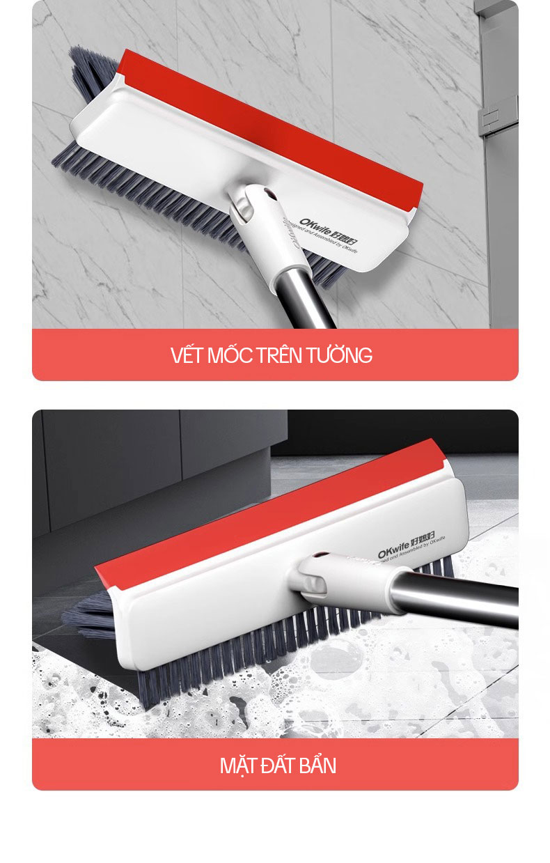 Mô tả Cây Chà Sàn Nhà Tắm OKwife AGW-3458 - Chổi Chà Sàn Và Gạt Nước 3 Trong 1, Chổi Cọ Nhà Vệ Sinh Thông Minh - 8