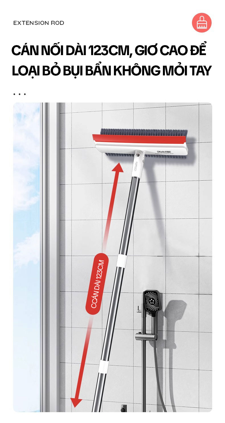 Mô tả Cây Chà Sàn Nhà Tắm OKwife AGW-3458 - Chổi Chà Sàn Và Gạt Nước 3 Trong 1, Chổi Cọ Nhà Vệ Sinh Thông Minh - 10