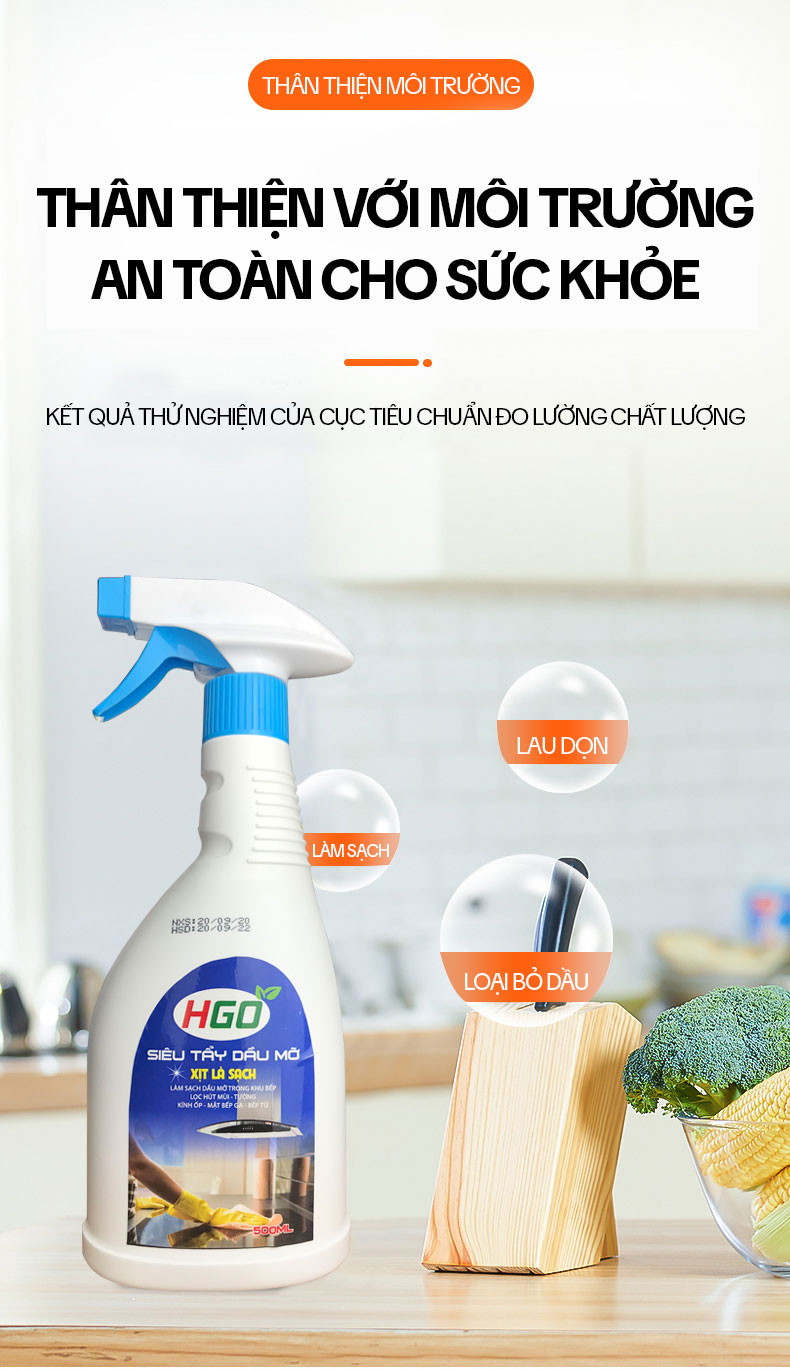 Mô tả Tẩy Dầu Mỡ Nhà Bếp HGO – Tẩy Dầu Mỡ Máy Hút Mùi, Mặt Bếp, Xoong Nồi, Tường Ốp, Chậu Rửa Bát 500ml - 6