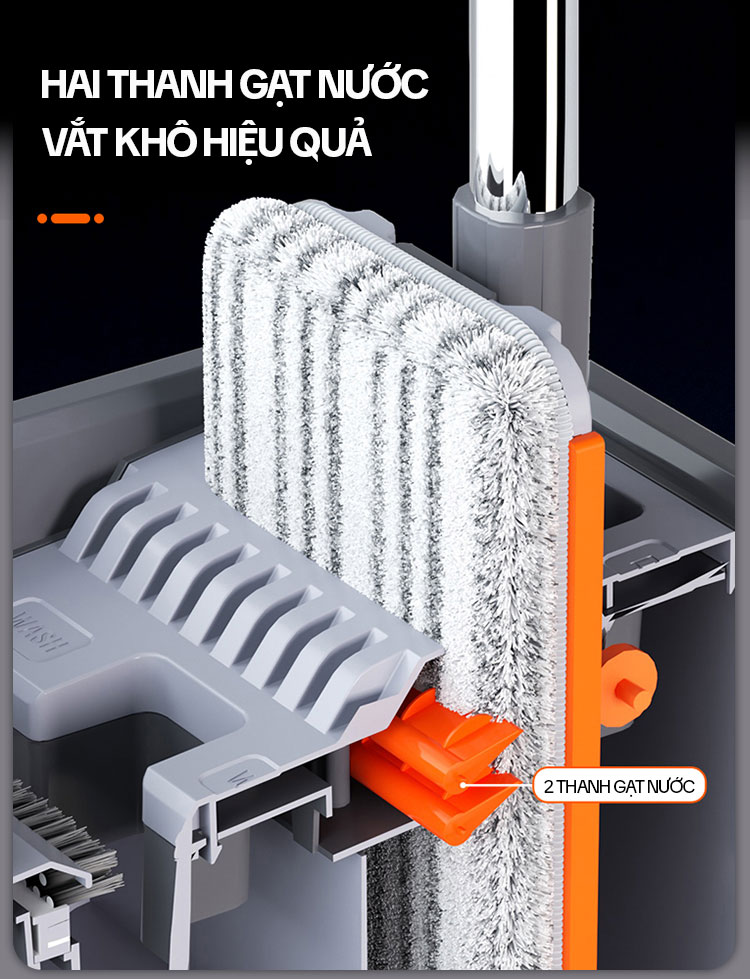 Mô tả Bộ Cây Lau Nhà KITIMOP SM33 PRO - Thùng Lau Nhà Tự Vắt Thông Minh, Chổi Lau Nhà Xoay 360 Độ, Lau Sàn Làm Sạch - 5