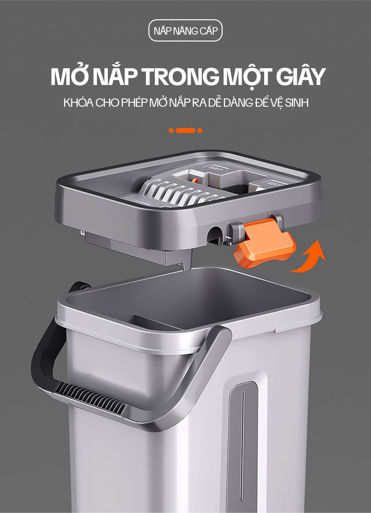 Mô tả Bộ Cây Lau Nhà KITIMOP SM33 PRO - Thùng Lau Nhà Tự Vắt Thông Minh, Chổi Lau Nhà Xoay 360 Độ, Lau Sàn Làm Sạch - 7