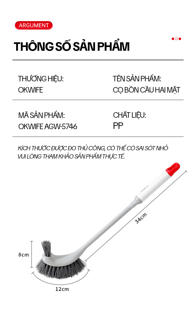 Mô tả Chổi Cọ Bồn Cầu 2 Mặt OKwife AGW-5746 - Cây Chà Bồn Cầu, Cọ Toilet Thông Minh, Bàn Chải Chà Bồn Cầu, Nhà Vệ Sinh - 11